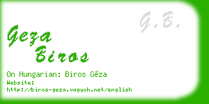 geza biros business card